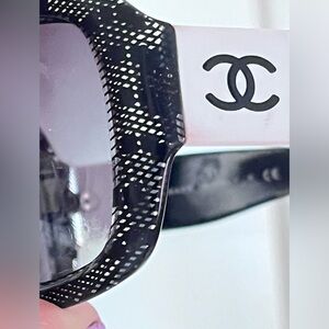 Chanel Sunglasses Black Frames White CC Logo